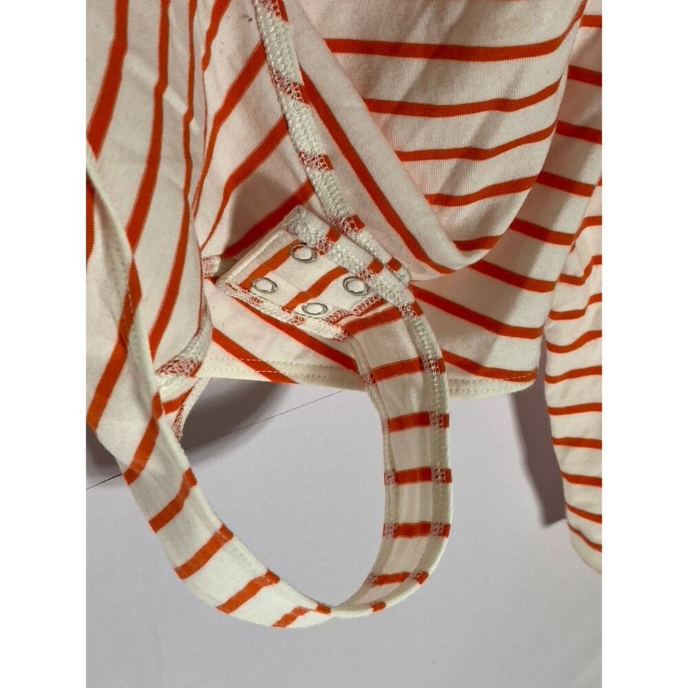 ON 34TH Women's Orange-White Striped Scoop-Neck Long Sleeve Bodysuit SZ L - Picture 8 of 11